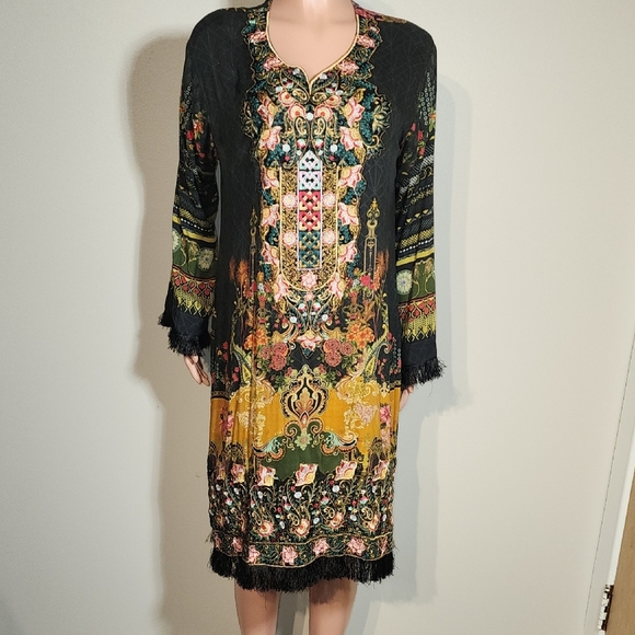 Black and Yellow Embellished Ruffled Sheath Dress - Picture 1 of 11